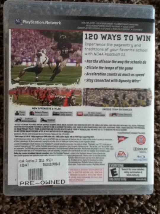 NCAA Football 11 - Sony PlayStation 3 (PS3) (Ea Sports - 4) video game collectible - Main Image 2