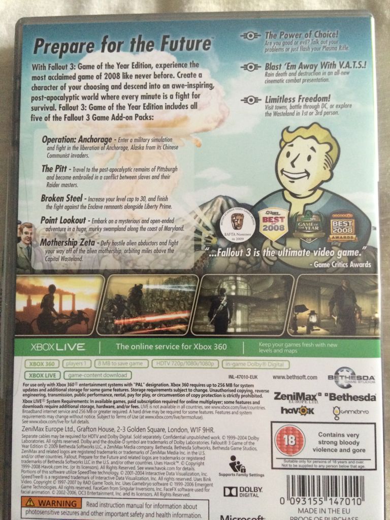 Fallout 3: Game Of The Year - Microsoft Xbox 360 (Bethesda Softworks - 1) video game collectible [Barcode 0093155126787] - Main Image 2