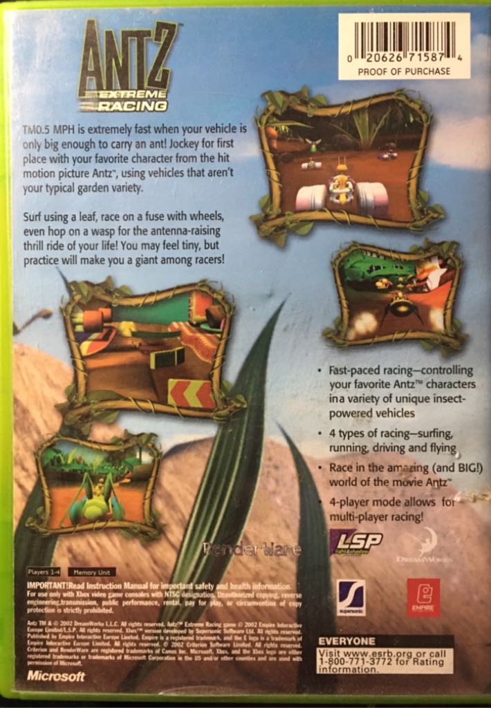 Antz Extreme Racing - Microsoft Xbox (Ace (2) - 4) video game collectible [Barcode 020626715874] - Main Image 2