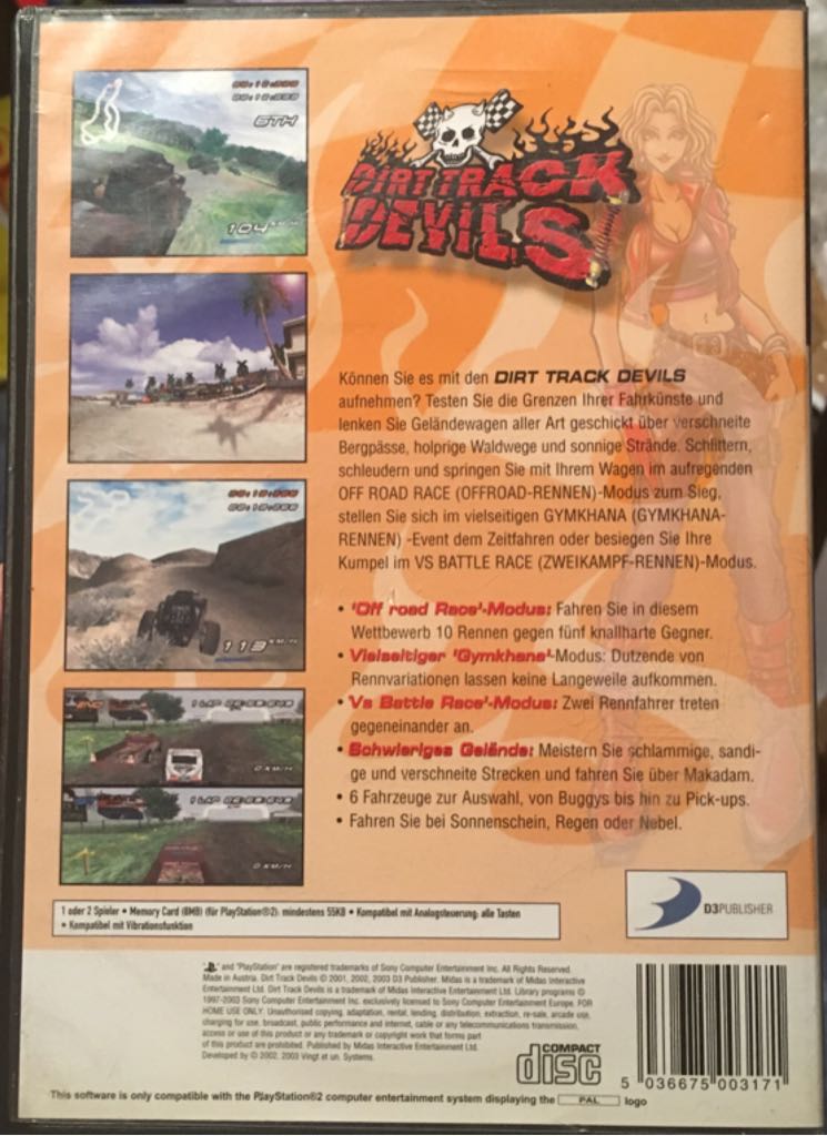 Dirt Track Devils - Sony PlayStation 2 (PS2) video game collectible [Barcode 5036675003171] - Main Image 2
