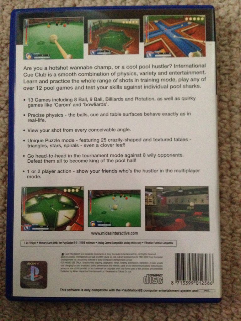 International Cue Club - Sony PlayStation 2 (PS2) (Midas Games) video game collectible - Main Image 2