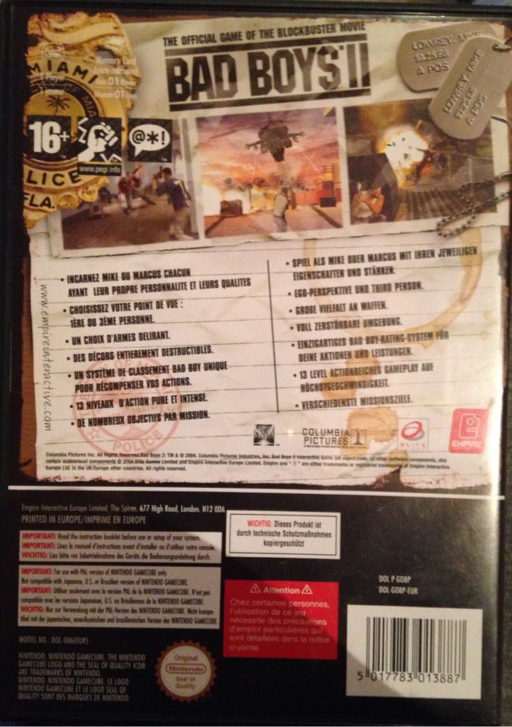 Bad Boys II - Nintendo GameCube video game collectible [Barcode 5017783013887] - Main Image 2