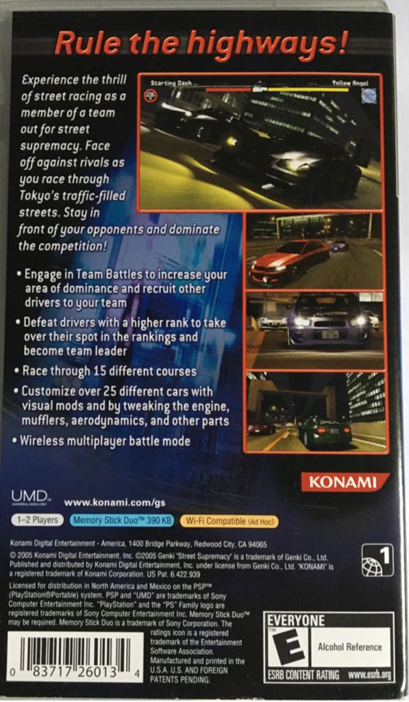 Tokyo Xtreme Racer (Street Supremacy) - Sony PlayStation Portable (PSP) (Konami - 1) video game collectible [Barcode 083717260134] - Main Image 2