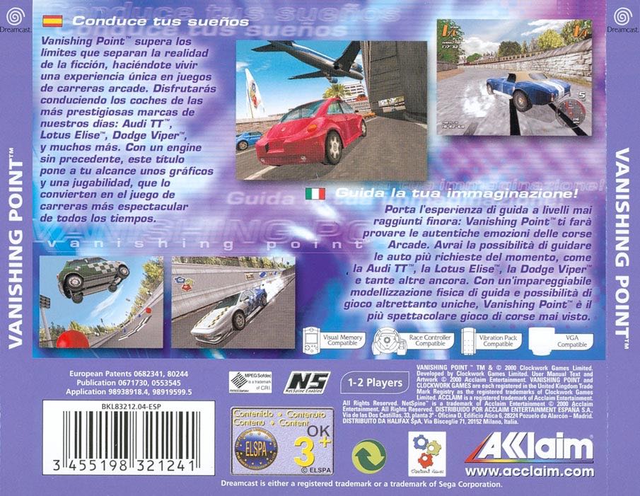 Vanishing Point - Sega Mega Drive (Acclaim - 1-2) video game collectible [Barcode 3455198321241] - Main Image 2