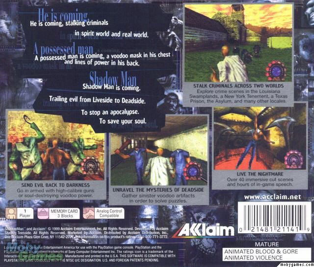 Shadowman (PS1) - Sony PlayStation (Acclaim) video game collectible [Barcode 3455192111428] - Main Image 2