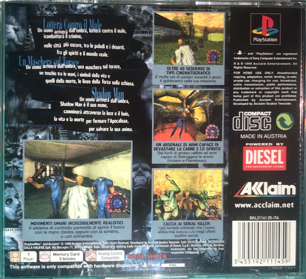 Shadowman (DISC ONLY) - Sony PlayStation (Acclaim - 1) video game collectible [Barcode 3455192111459] - Main Image 2