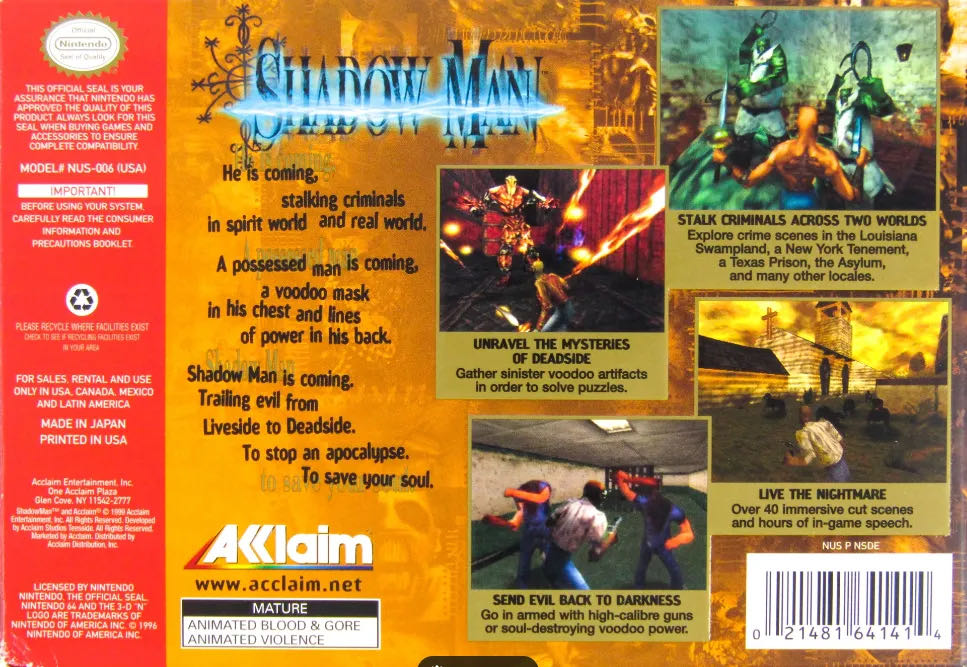Shadowman - Nintendo 64 (N64) (Acclaim Entertainment - 1) video game collectible - Main Image 2