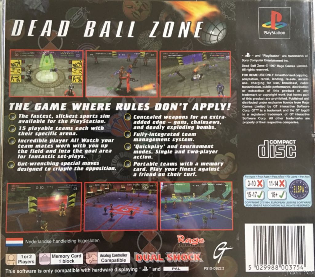 Dead Ball Zone - Sony PlayStation (1-2) video game collectible [Barcode 5029988003754] - Main Image 2