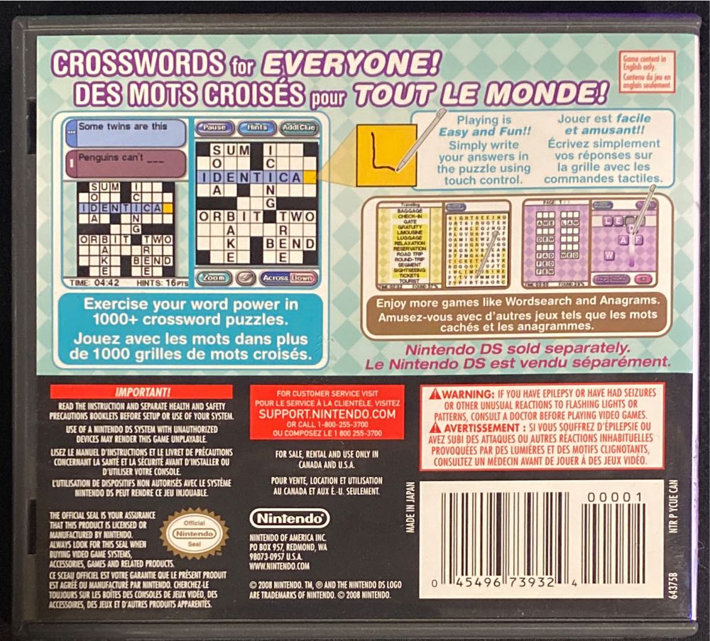 CrossworDS - Nintendo DS (1) video game collectible [Barcode 045496739324] - Main Image 2
