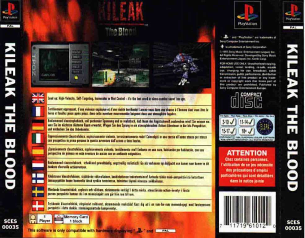 Kileak The Blood - Sony PlayStation (Boite Et Notice - 1) video game collectible [Barcode 711719610120] - Main Image 2