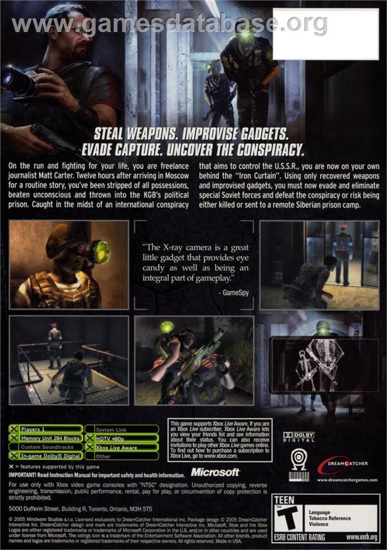 Cold War - Microsoft Xbox (DreamCatcher Games - 1) video game collectible [Barcode 0023272997540] - Main Image 2