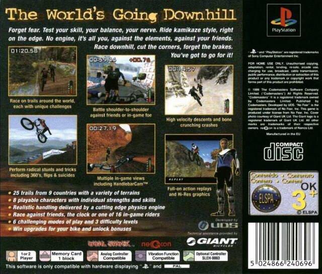 No Fear Downhill Mountain Biking - Sony PlayStation (Codemasters - 1-2) video game collectible [Barcode 5024866240696] - Main Image 2