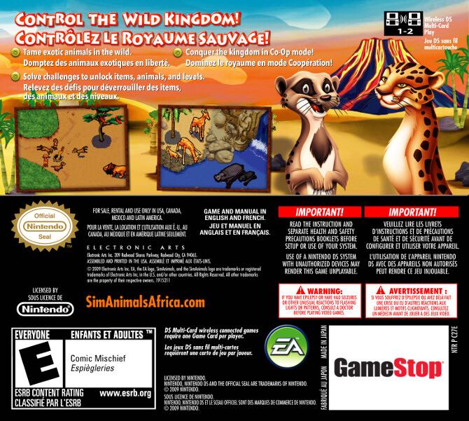 SimAnimals Africa - Nintendo DS (Nintendo - 1-2) video game collectible - Main Image 2