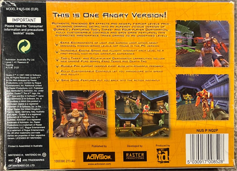 Quake 2 - Nintendo 64 (N64) video game collectible - Main Image 2