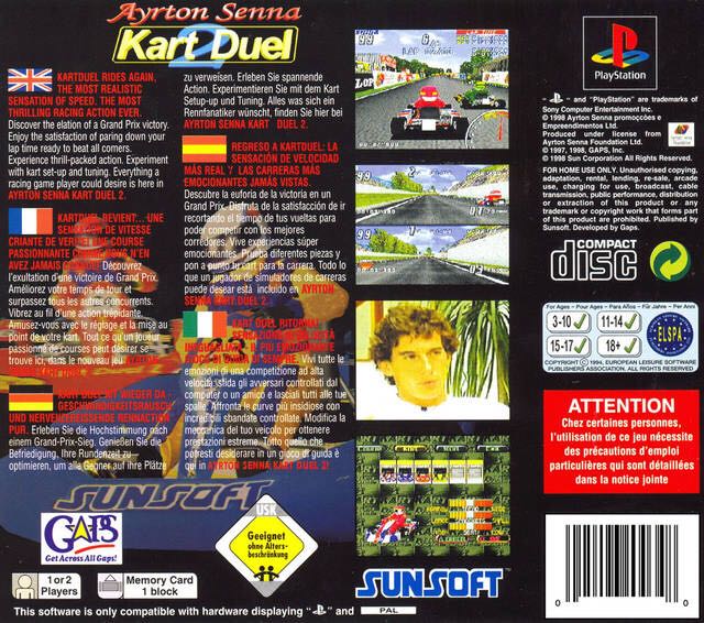 Ayrton Senna Kart Duel 2 - Sony PlayStation (SunSoft - 1-2) video game collectible [Barcode 4907940130209] - Main Image 2