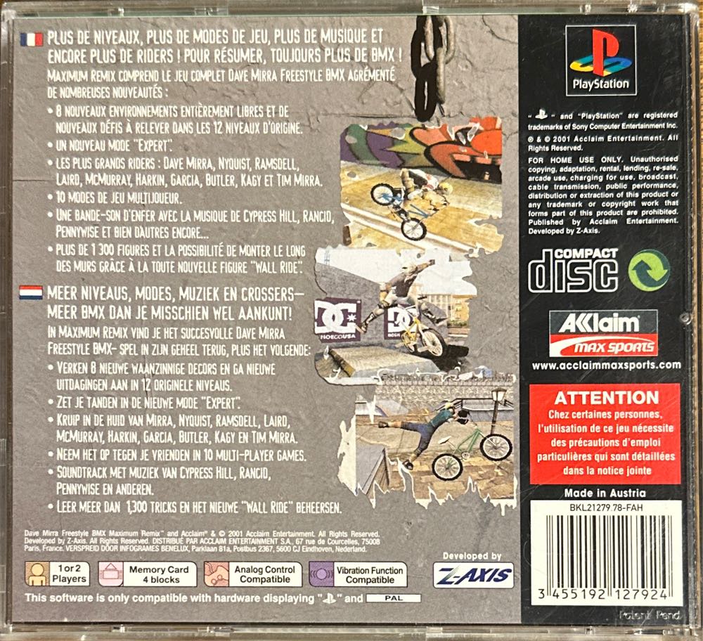 Dave Mirra Freestyle BMX: maximum Remix(4) - Sony PlayStation video game collectible [Barcode 3455192127924] - Main Image 2