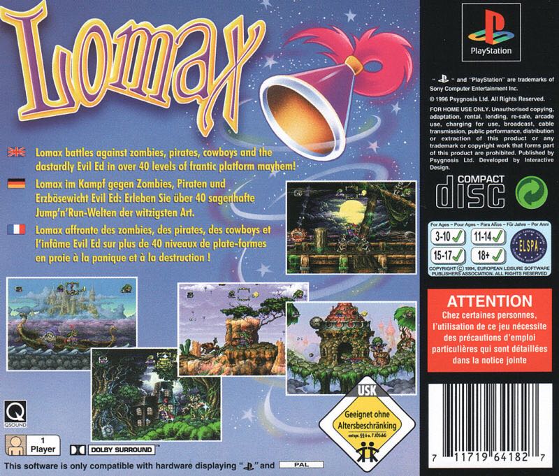 Lomax - Sony PlayStation (1) video game collectible [Barcode 711719641827] - Main Image 2