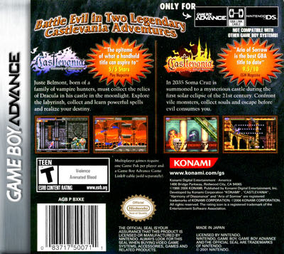 Castlevania Double Pack - Nintendo Game Boy Advance (GBA) (Konami - 1) video game collectible - Main Image 2