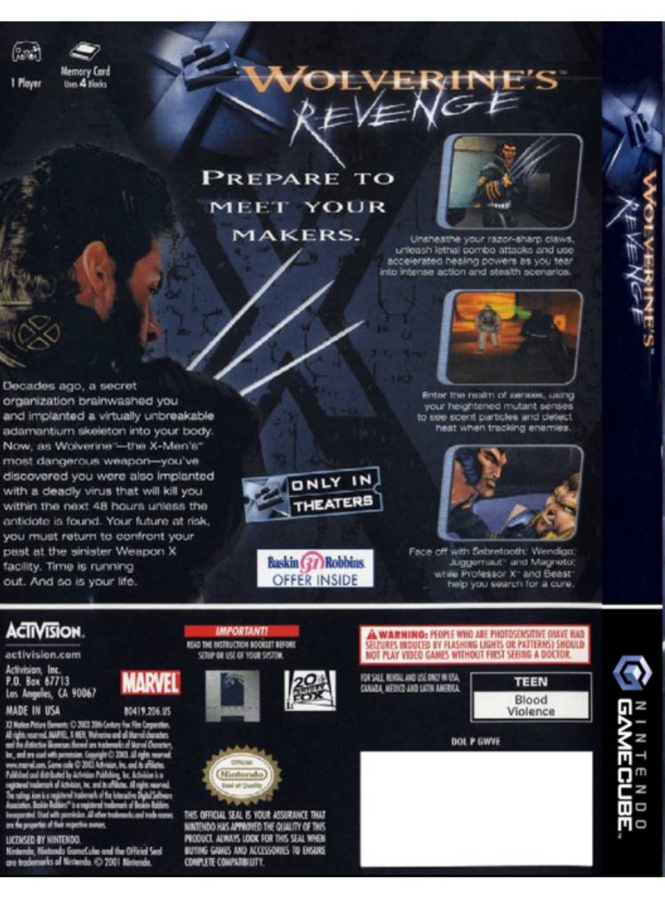 Wolverines Revenge - Nintendo GameCube video game collectible - Main Image 2
