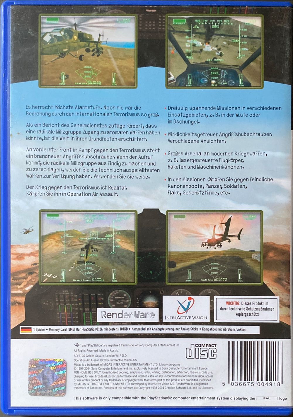 Operation Air Assault - Sony PlayStation 2 (PS2) video game collectible [Barcode 5036675004918] - Main Image 2