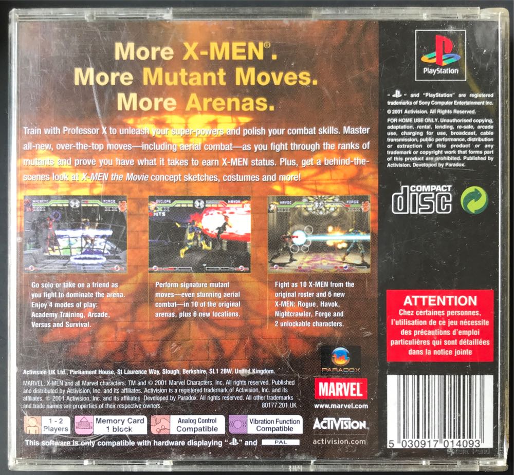 X-Men: Mutant Academy 2 - Sony PlayStation (Activision - 1-2) video game collectible [Barcode 5030917014093] - Main Image 2