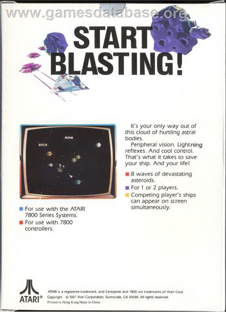 Asteroids - Atari 7800 (Atari - 2) video game collectible [Barcode 0000121828002] - Main Image 2
