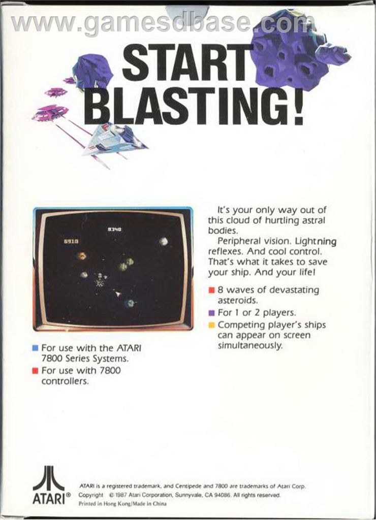 Asteroids - Atari 7800 (Atari - 1) video game collectible - Main Image 2