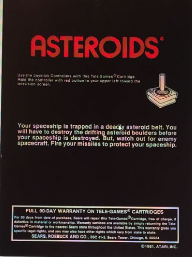 Asteroids - Atari 2600 (Sears Tele-Games) video game collectible - Main Image 2