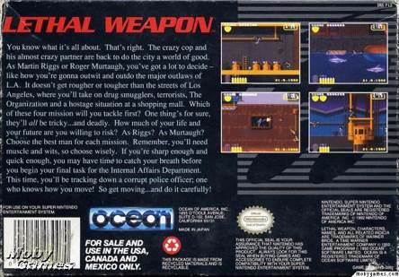 Lethal Weapon - Nintendo Super Nintendo Entertainment System (SNES) (Ocean Software - 1) video game collectible [Barcode 020295030070] - Main Image 2