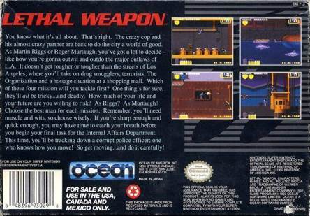 Lethal Weapon - Nintendo Super Nintendo Entertainment System (SNES) (Ocean Software - 1) video game collectible [Barcode 5013156610257] - Main Image 2