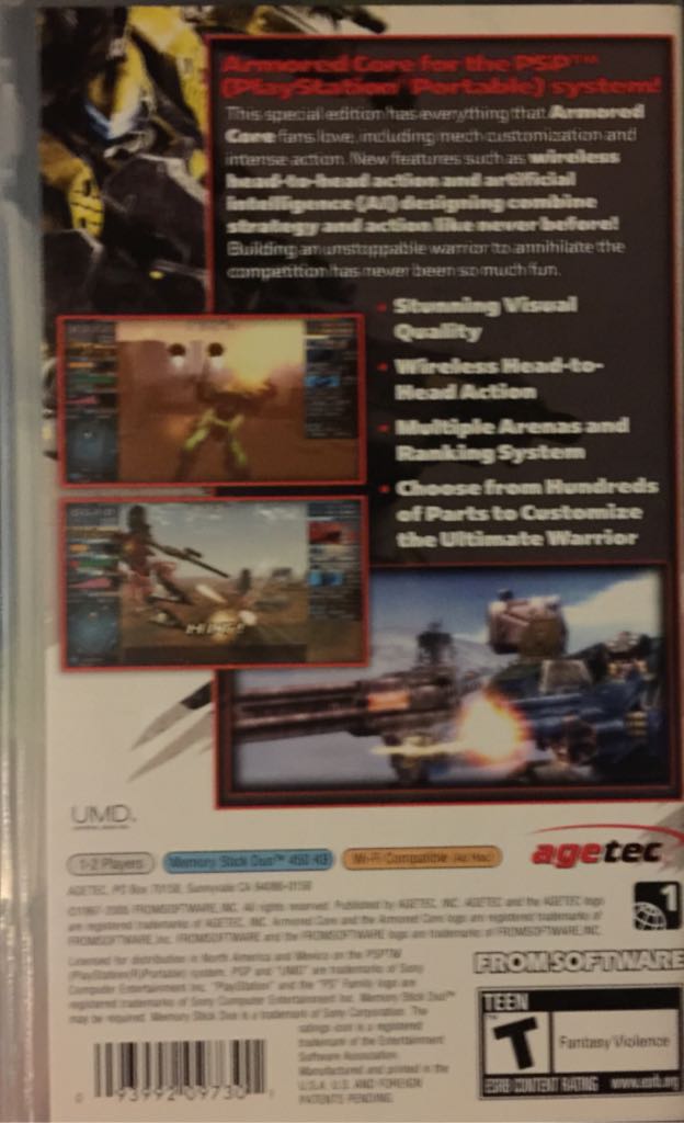 Armored Core Formula Front Extreme Battle - Sony PlayStation Portable (PSP) (Agetec - 1) video game collectible [Barcode 093992097301] - Main Image 2