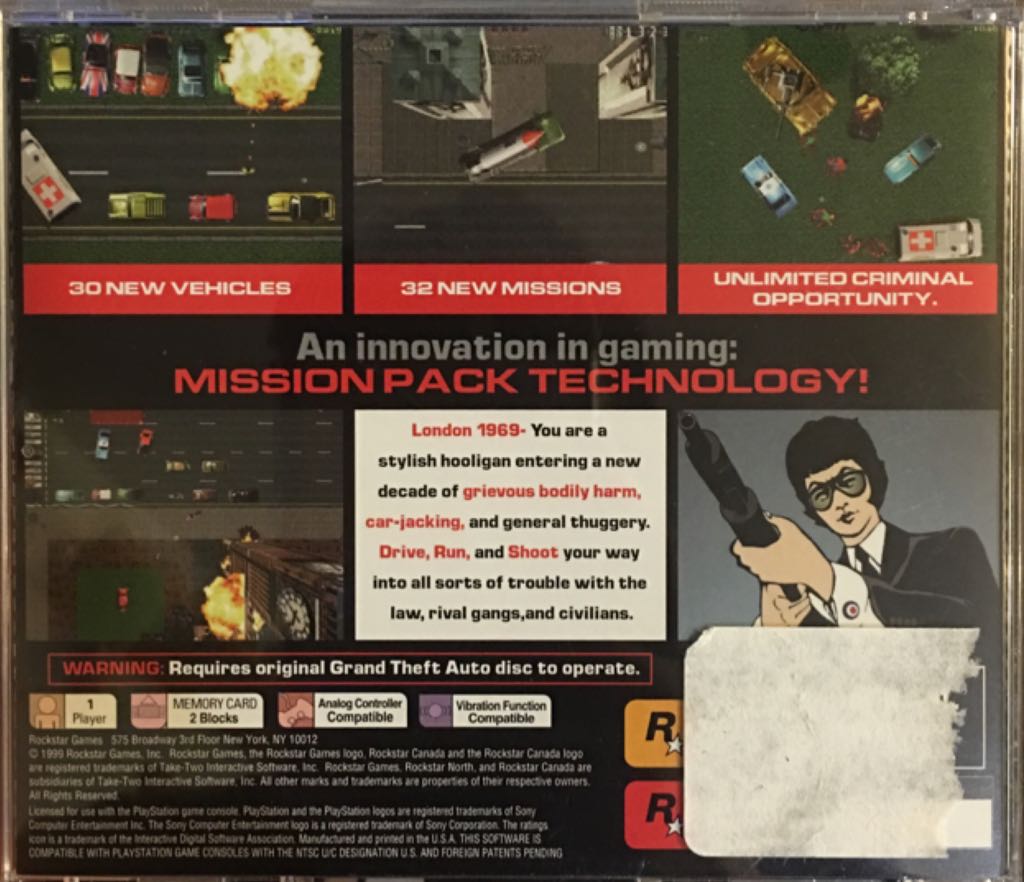 Grand Theft Auto London - Sony PlayStation (Rockstar - 1) video game collectible [Barcode 780332020081] - Main Image 2