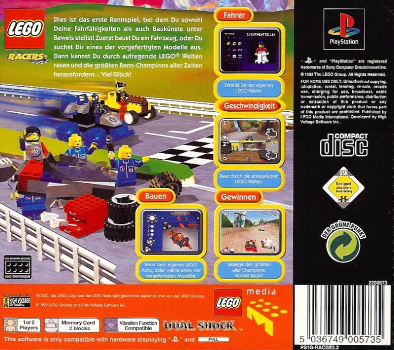 Lego Racers - Sony PlayStation (LEGO Media - 1-2) video game collectible [Barcode 040748005714] - Main Image 2