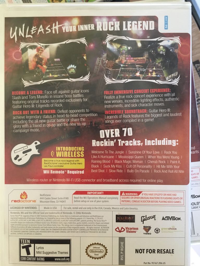 Guitar Hero 3: Legends of Rock - Nintendo Wii video game collectible - Main Image 2