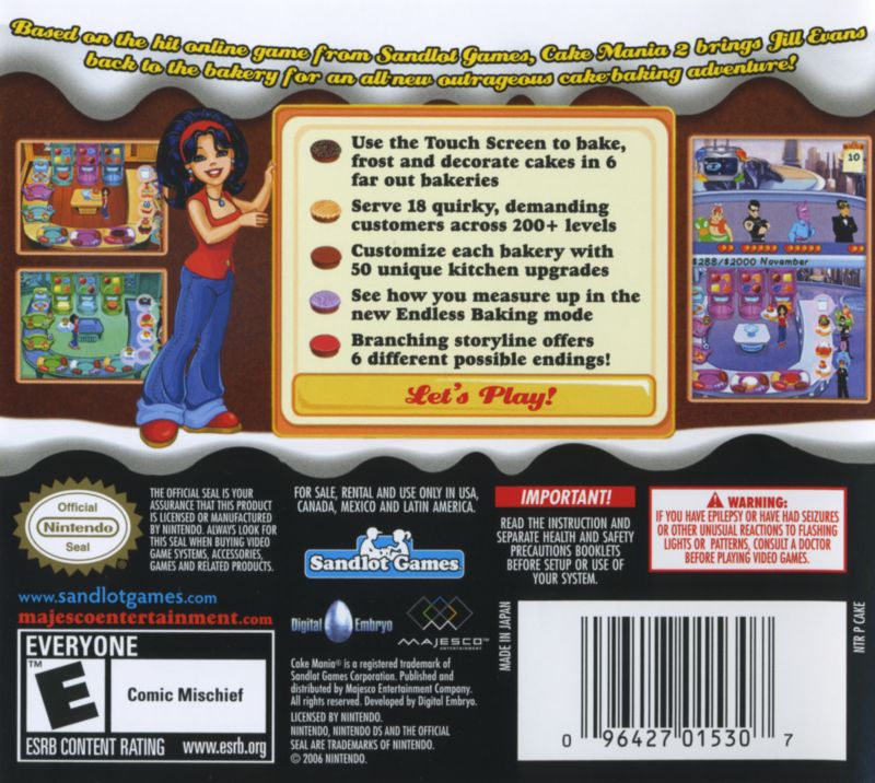 Cake Mania 2 - Nintendo DS (Majesco Entertainment - 1) video game collectible [Barcode 096427015307] - Main Image 2