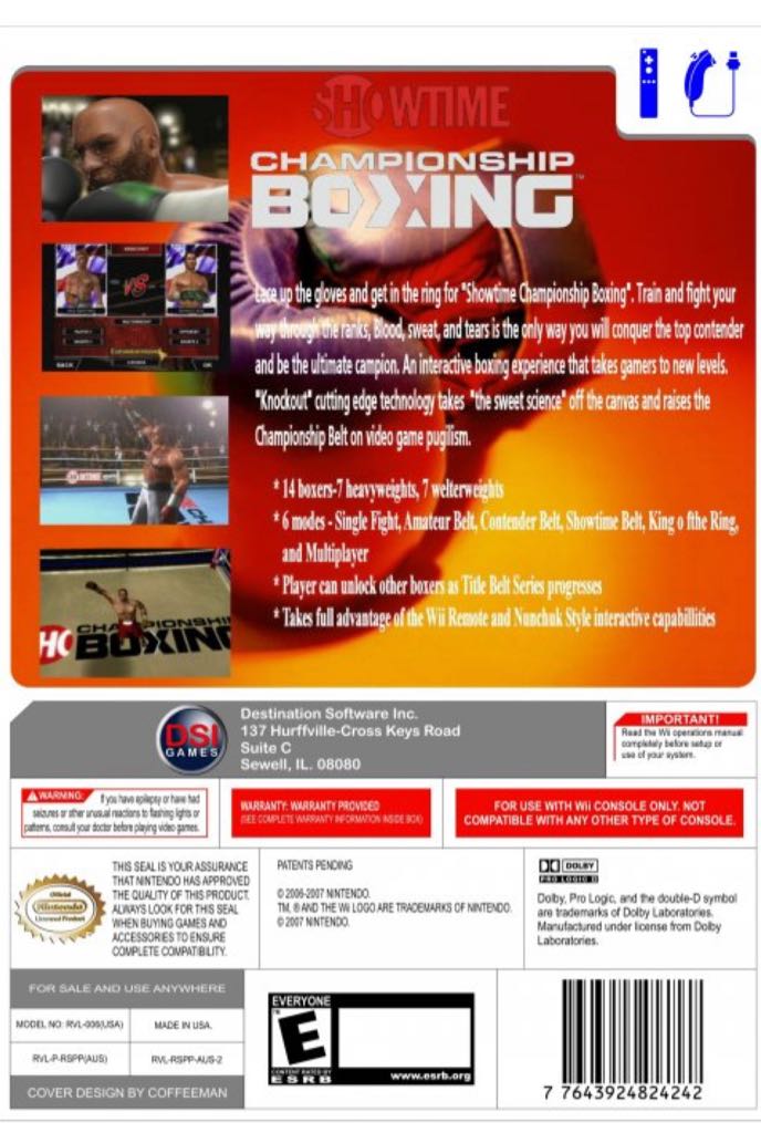 Showtime Championship Boxing - Nintendo Wii (DSI Games - 2) video game collectible [Barcode 802068101442] - Main Image 2