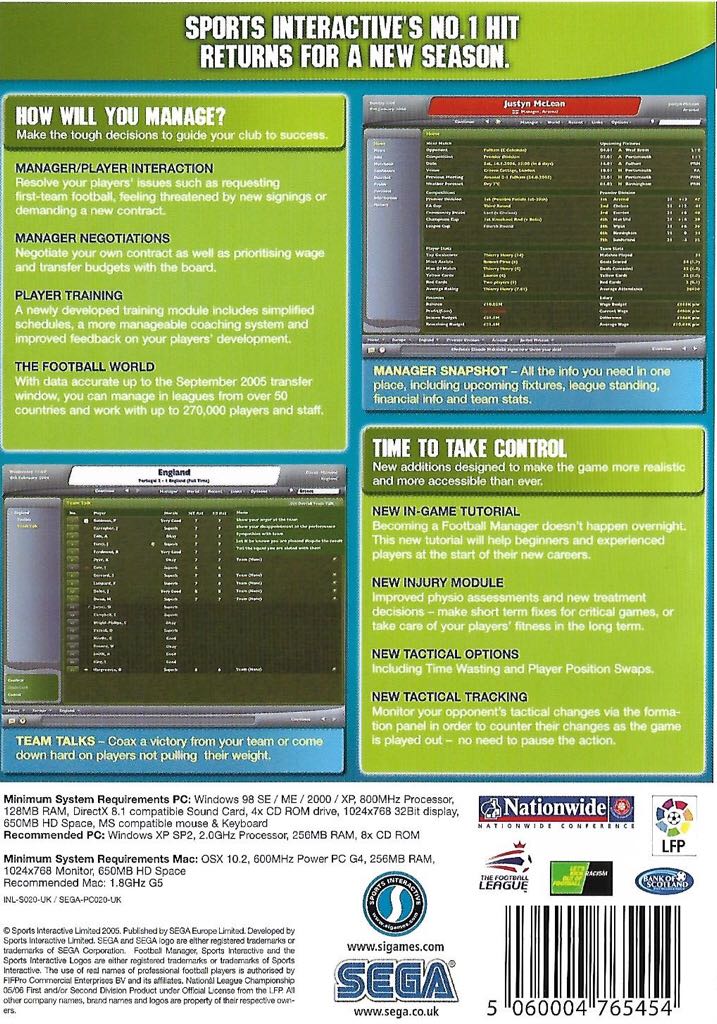 Football Manager 2006 - PC (Sega) video game collectible [Barcode 5060004765454] - Main Image 2