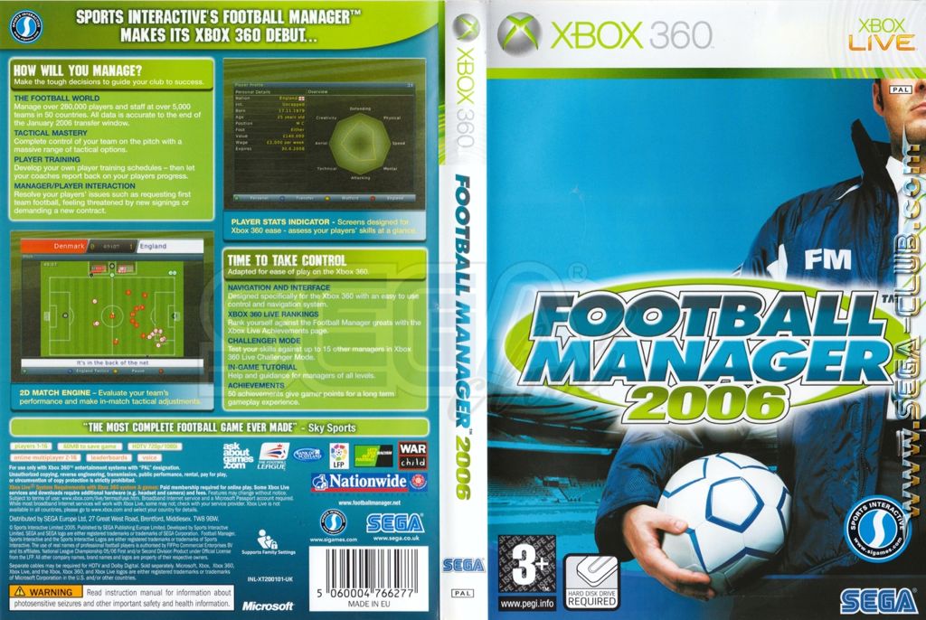 Football Manager 2006 - Microsoft Xbox 360 (Sega - 1) video game collectible [Barcode 5060004766277] - Main Image 2