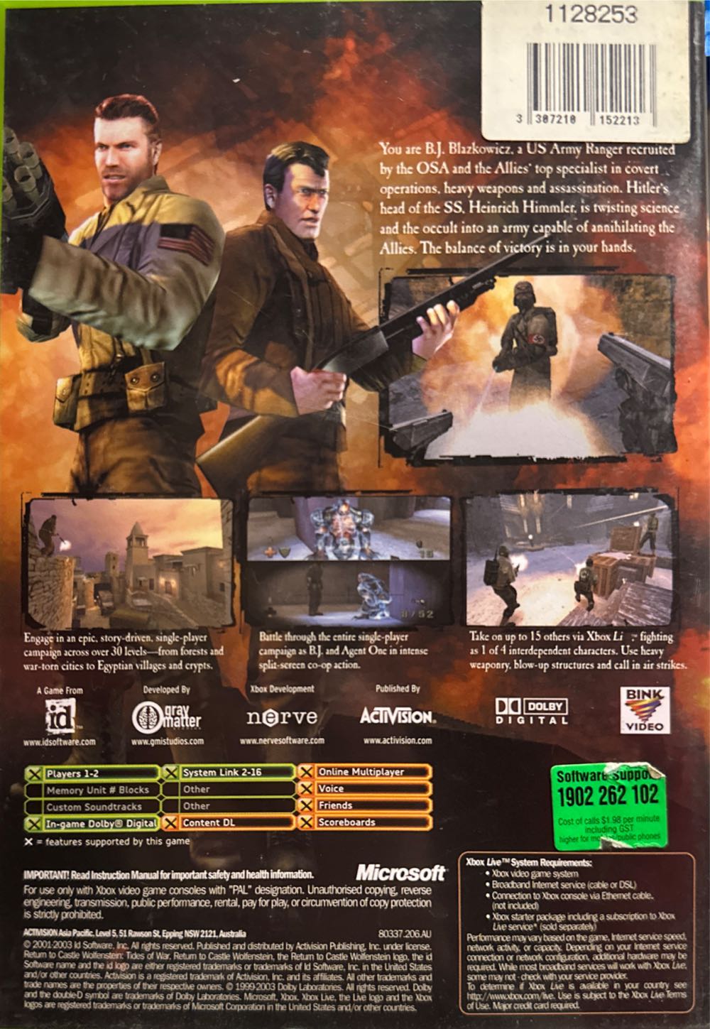 Return To Castle Wolfenstein: Tides Of War - Microsoft Xbox (Activision - 1-2) video game collectible [Barcode 5030917019586] - Main Image 2