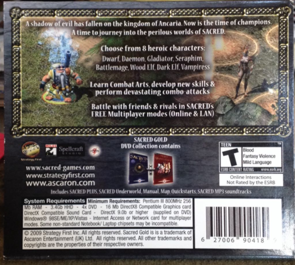 Sacred Gold - PC (Encore - 1) video game collectible [Barcode 627006904189] - Main Image 2