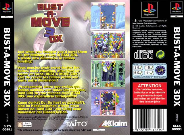 Bust-a-move 3 Dx - Sony PlayStation (Acclaim Entertainment - 1-2) video game collectible [Barcode 3455192116126] - Main Image 2