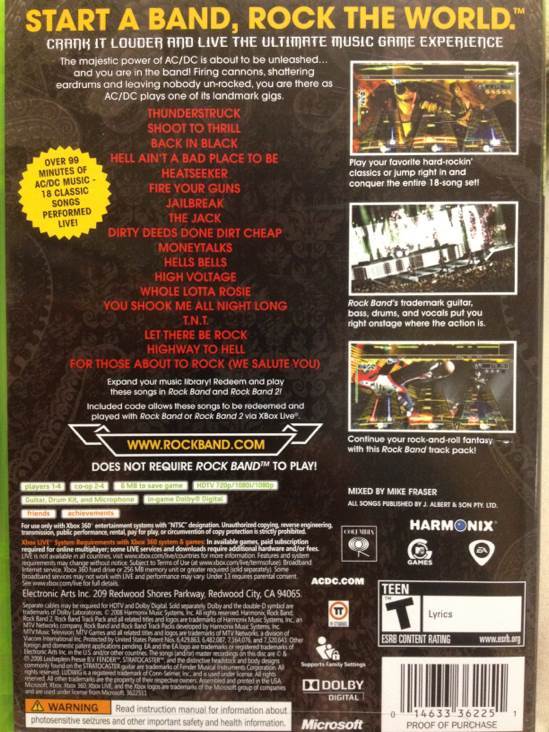 AC/DC Live Rockband Track Pack - Microsoft Xbox 360 (Harmonix - 4) video game collectible [Barcode 846404096627] - Main Image 2
