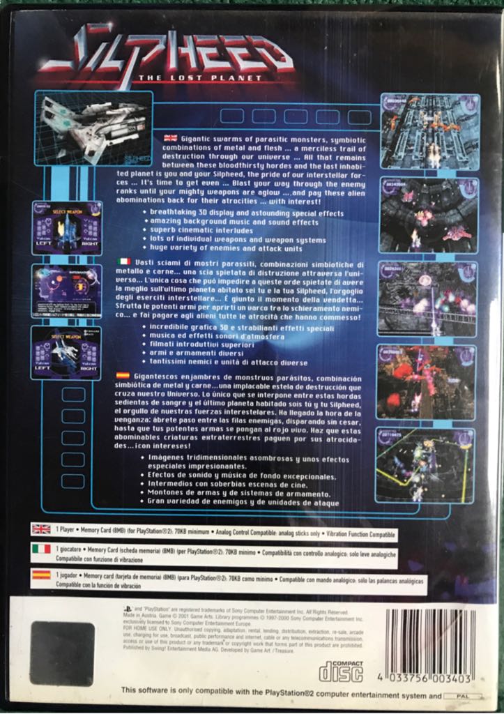 Silpheed: The Lost Planet - Sony PlayStation 2 (PS2) (Working Designs - 1) video game collectible [Barcode 4033756003403] - Main Image 2