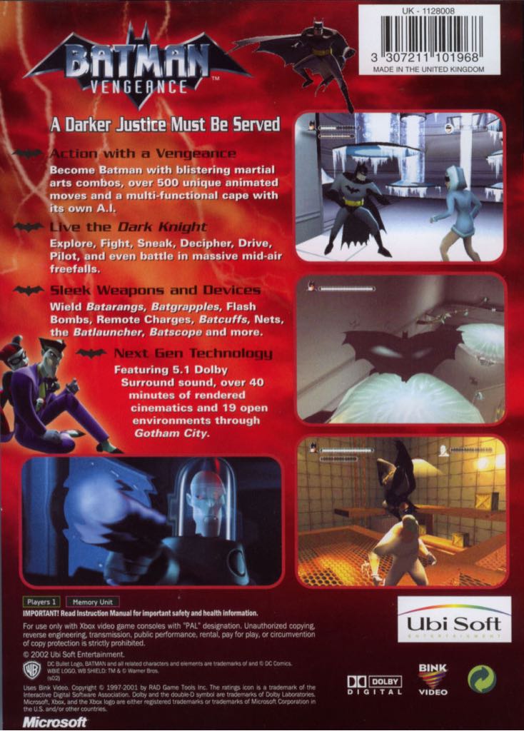 Batman: Vengeance - Microsoft Xbox (Ubisoft - 1) video game collectible [Barcode 008878151039] - Main Image 2
