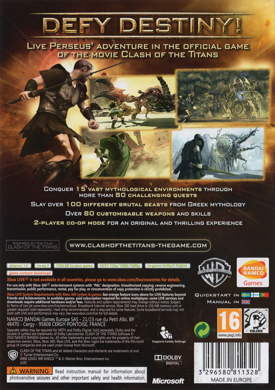 Clash Of The Titans - Microsoft Xbox 360 (ban dai - 2) video game collectible [Barcode 3296580811328] - Main Image 2