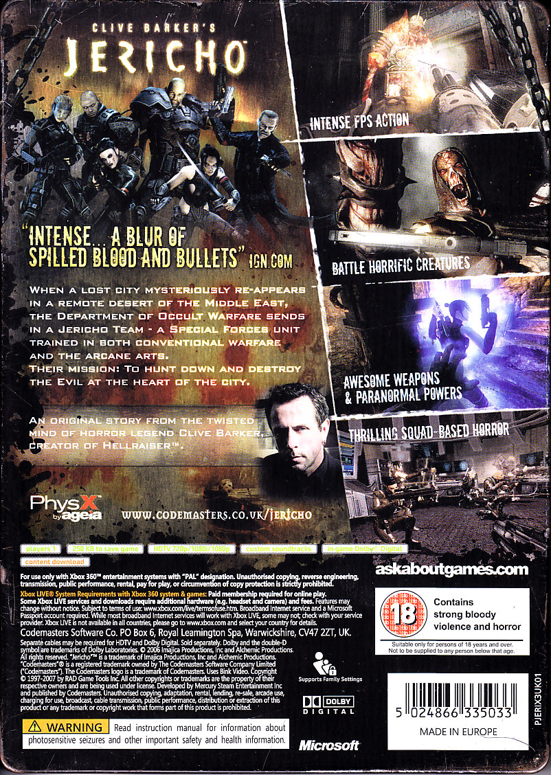 Clive Barker’s Jericho - Special Edition - Microsoft Xbox 360 (Codemasters - 1) video game collectible [Barcode 5024866335033] - Main Image 2
