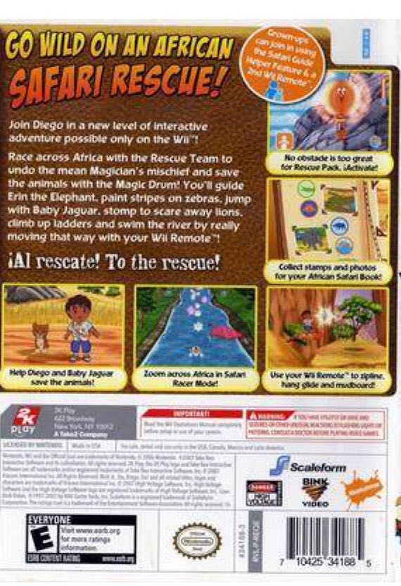 Go Diego Go! Safari Rescue - Nintendo Wii (Nick Games - 2) video game collectible [Barcode 5026555042437] - Main Image 2