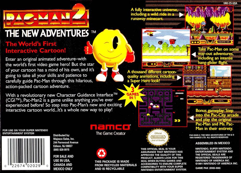 Pac-Man 2: The New Adventures - Nintendo Super Nintendo Entertainment System (SNES) (Namco - 1) video game collectible - Main Image 2