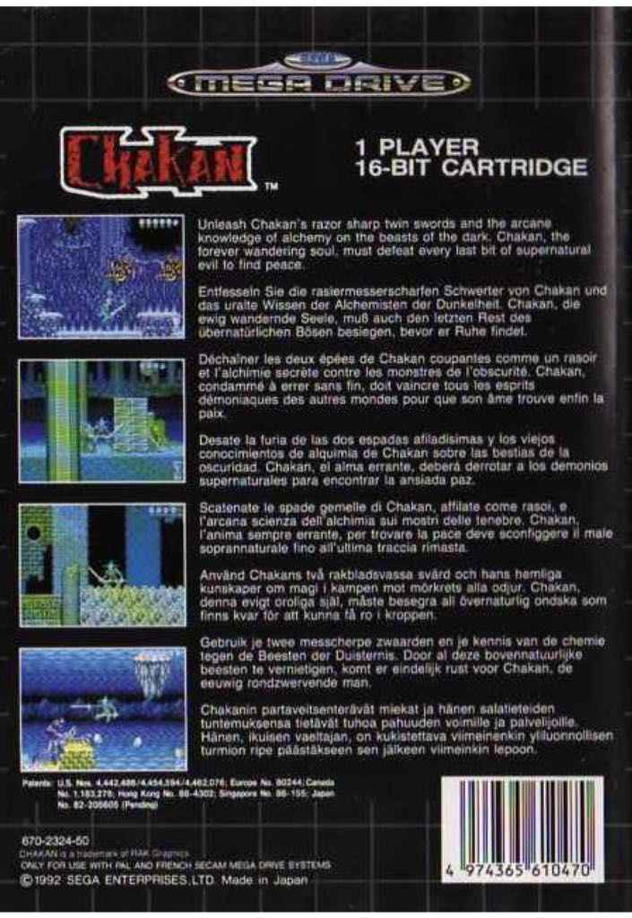 Chakan - Sega Genesis (Mega Drive) (Sega - 1) video game collectible [Barcode 0010086010473] - Main Image 2