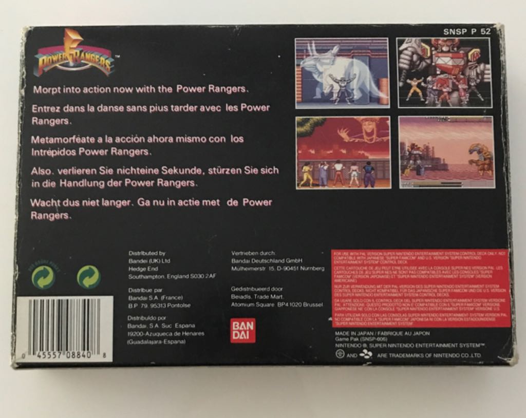 Power Rangers  - Nintendo Super Nintendo Entertainment System (SNES) video game collectible - Main Image 2